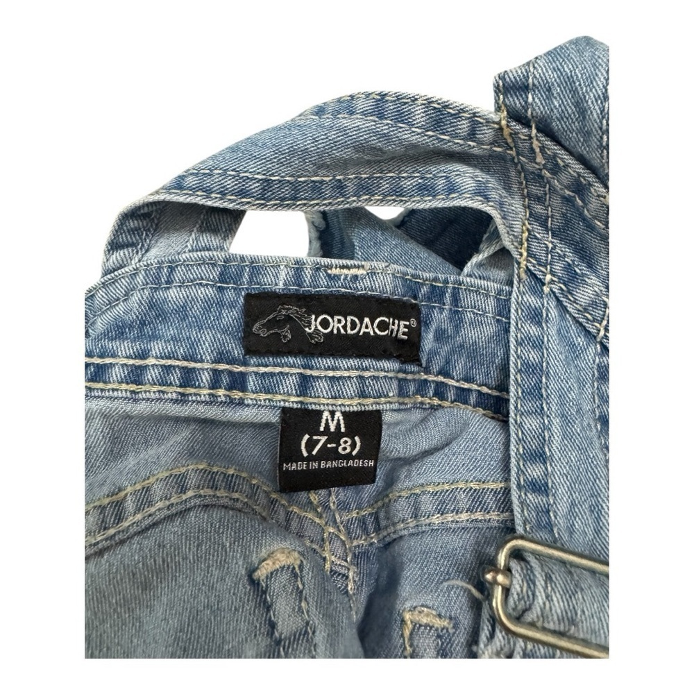 Jordache Blue and Pink Embroidered Overalls - Picture 3 of 5
